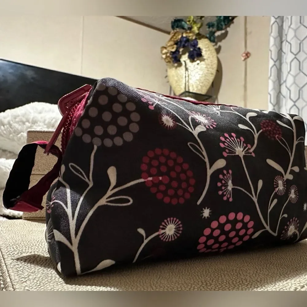 Floral Makeup Bag | Compact & Stylish Floral Black and Pink Women's Bag